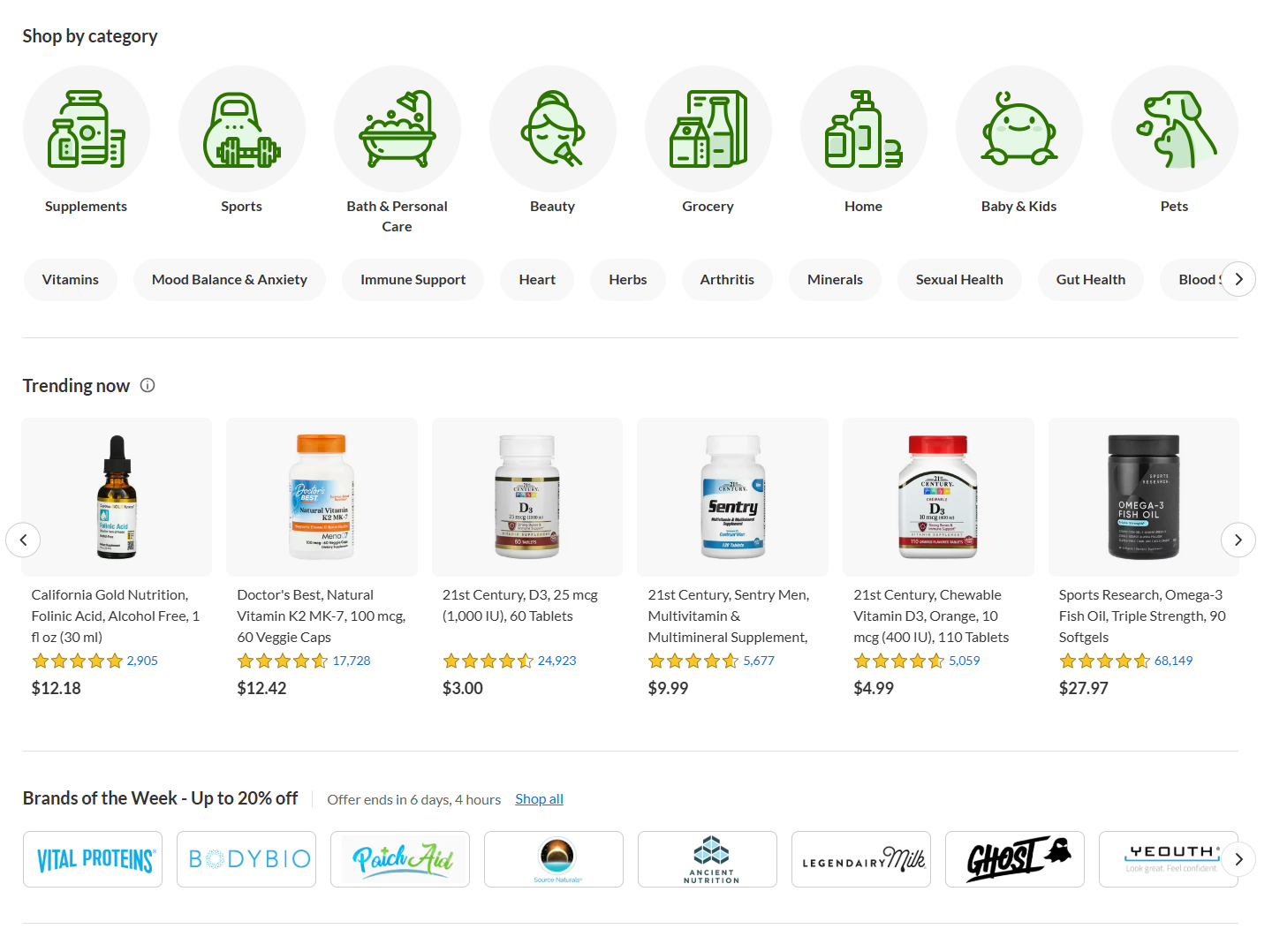 iHerb product banner showcasing wellness supplements and beauty products